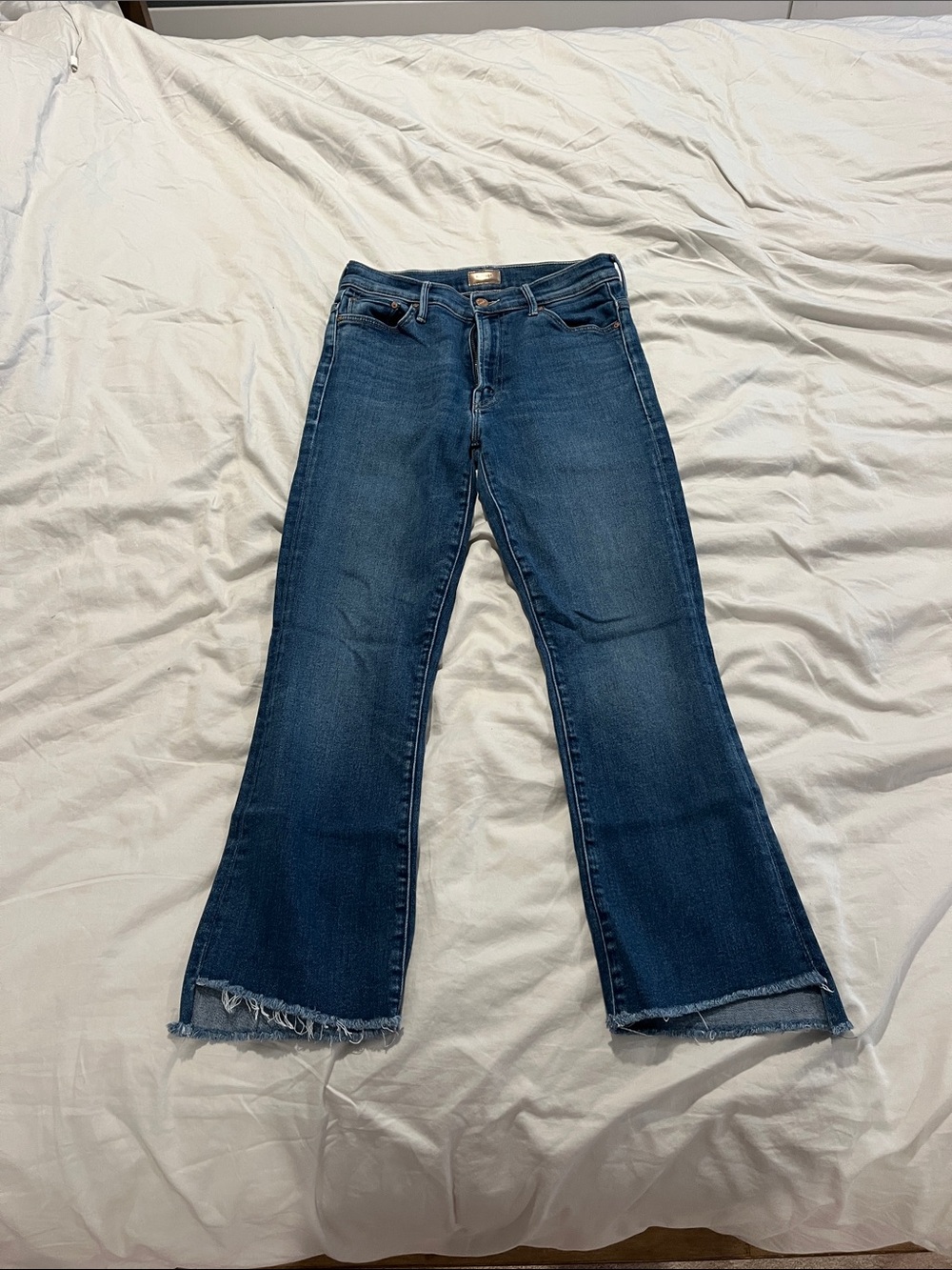 Mother insider crop step fray jeans